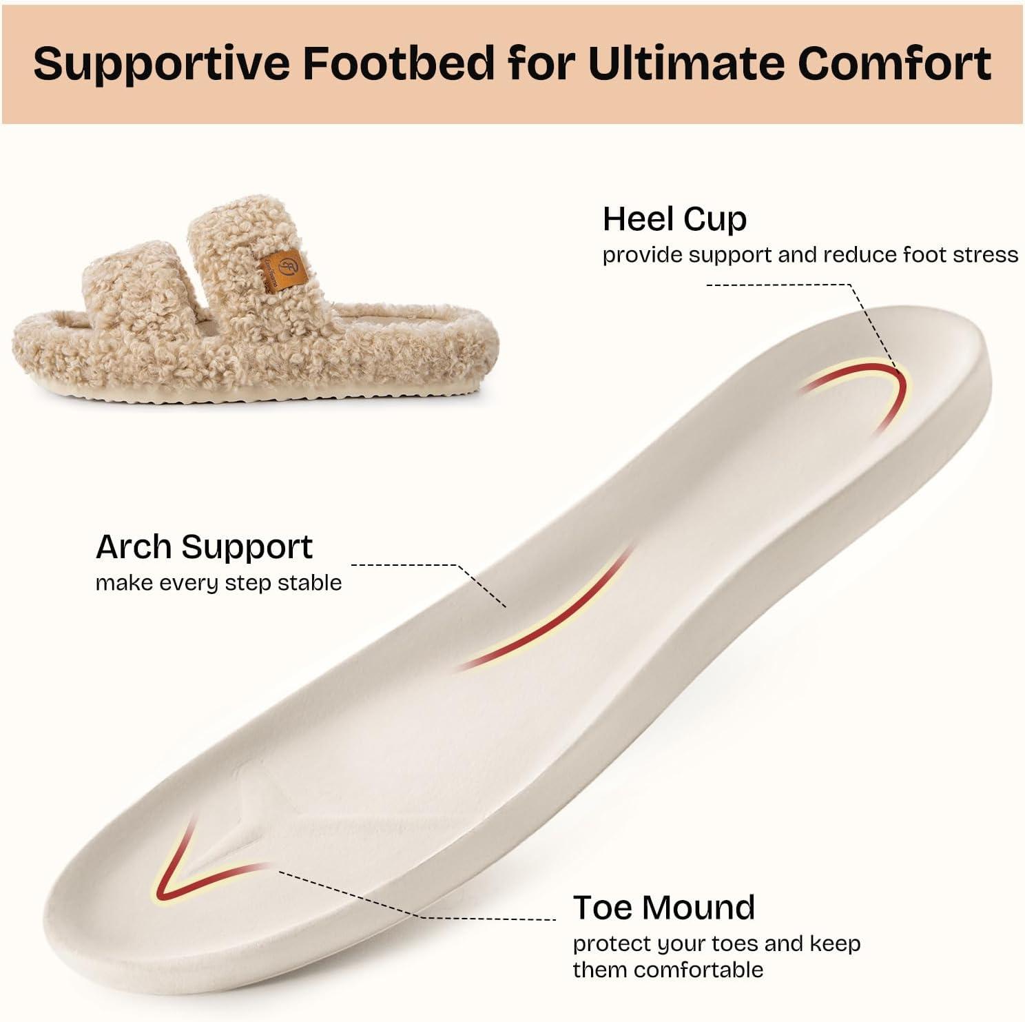 EverFoams Women’s Slipper Socks Combo – Fuzzy Open-toe Slippers (Size 9-10, Khaki) – Cozy Chenille Socks 3-Pair Set (Free Size, Fairy Fluff)