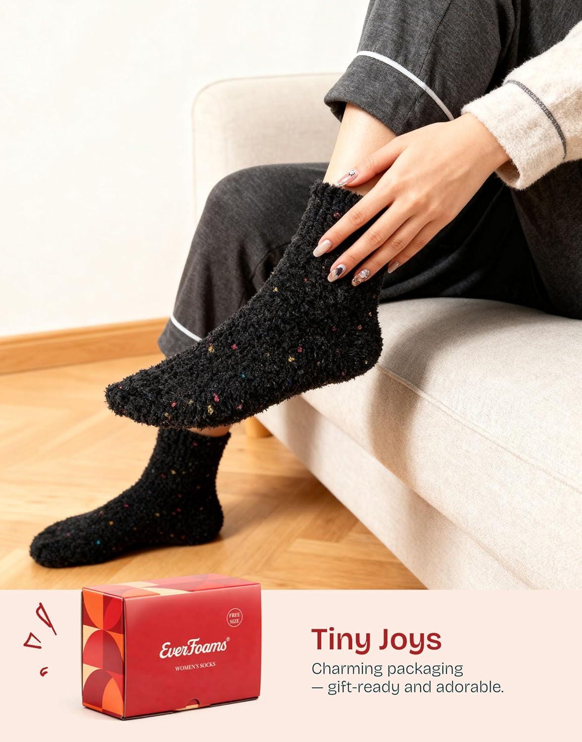EverFoams Cozy Chenille Socks 3-Pair Set(Zen Black Cream)