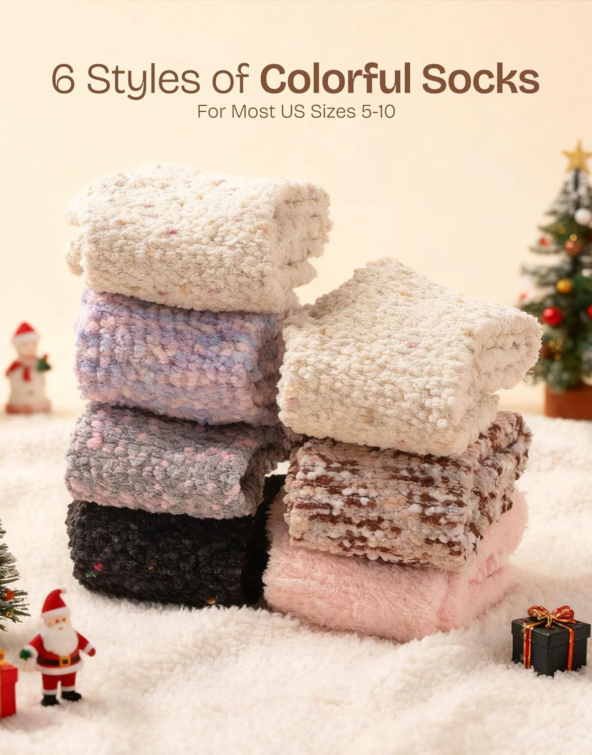 EverFoams Cozy Chenille Socks 3-Pair Set,Timeless Mix,Free Size