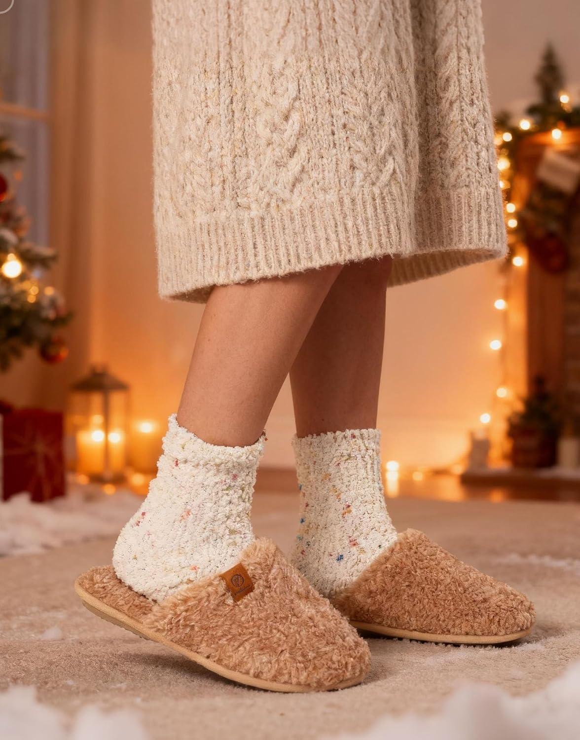 EverFoams Cozy Chenille Socks 3-Pair Set,Timeless Mix,Free Size