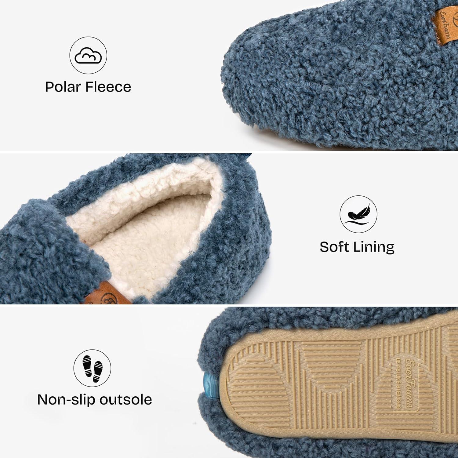 EverFoams Warm Women’s Slippers Socks Set – Soft Full Cozy Loafer Slippers (Size 9-10, Blue) – Cozy Chenille Socks 3-Pair Set (Free Size, Misty Pastels)