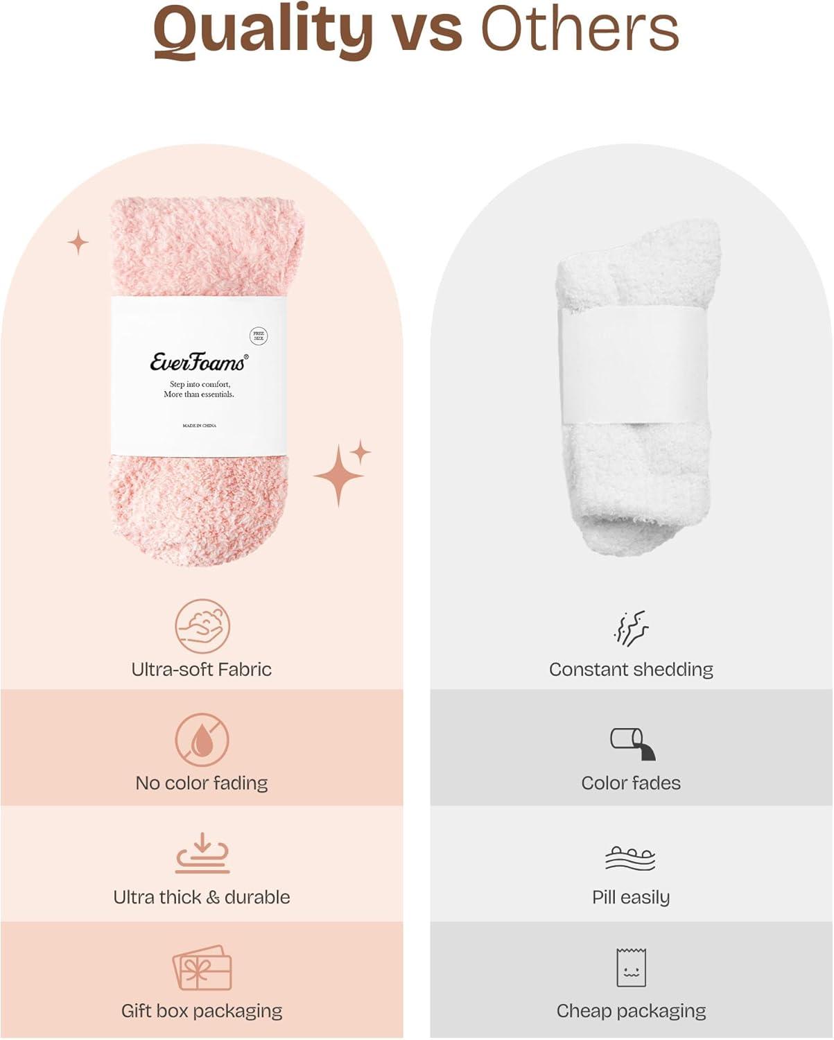 EverFoams Cozy Chenille Socks 3-Pair Set(Velvet Double Pink)