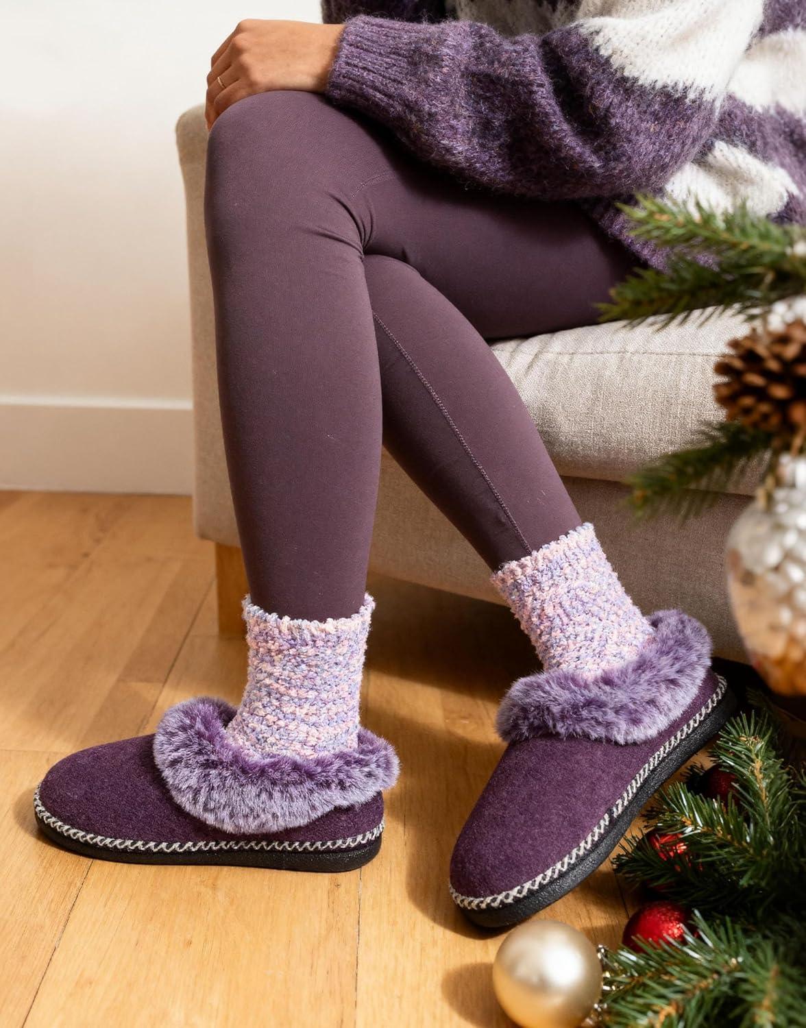 EverFoams Cozy Chenille Socks 3-Pair Set(Velvet Double Pink)
