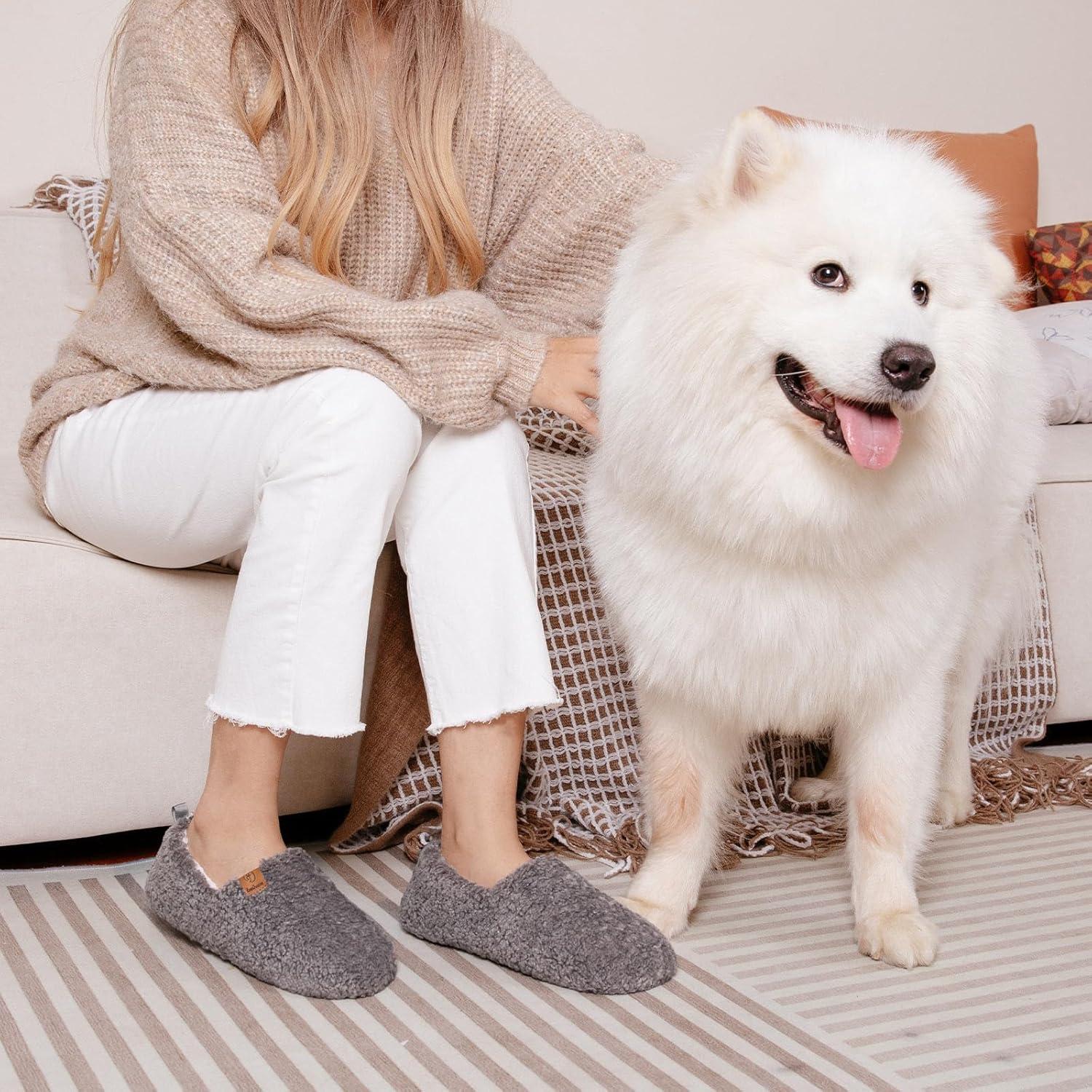 EverFoams Warm Women’s Slippers Socks Set – Soft Full Cozy Loafer Slippers (Size 8.5, Grey) – Cozy Chenille Socks 3-Pair Set (Free Size, Fairy Fluff)