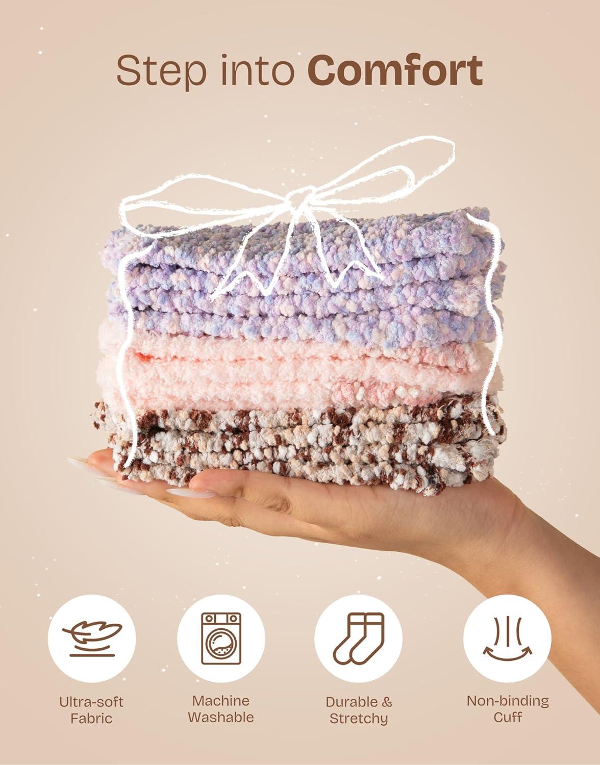 EverFoams Cozy Chenille Socks 3-Pair Set(Fairy Fluff)