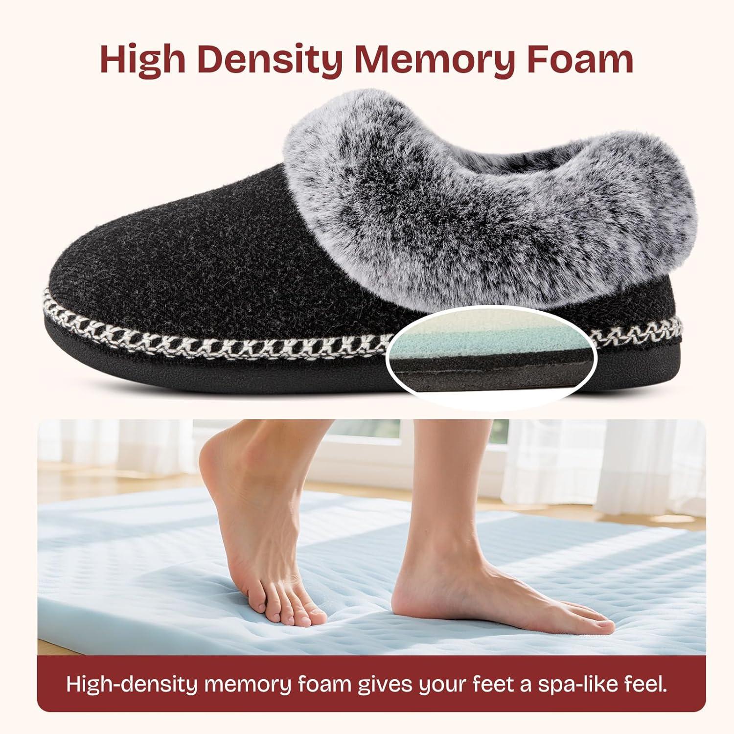 EverFoams Women’s Set of 2 Pairs – Women’s Bootie Slippers (Size 10, Black) – Microsuede Cozy Memory Foam Slippers (Size 8, Dark Grey)