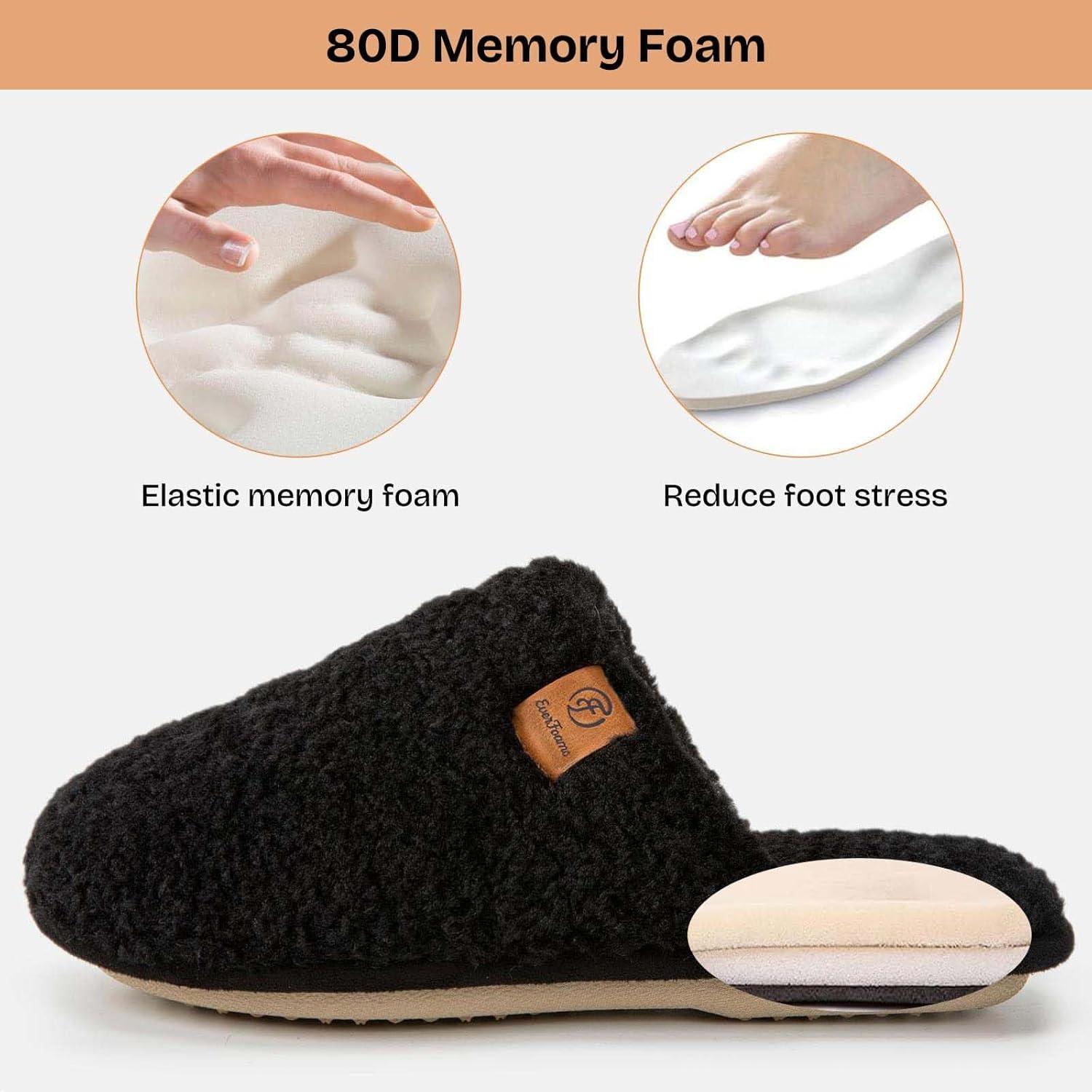 EverFoams Women’s Slippers Set- Microsuede Slippers(Tan, Size 7-8) – Fuzzy Slip-on Slippers(Black, Size 7-8)