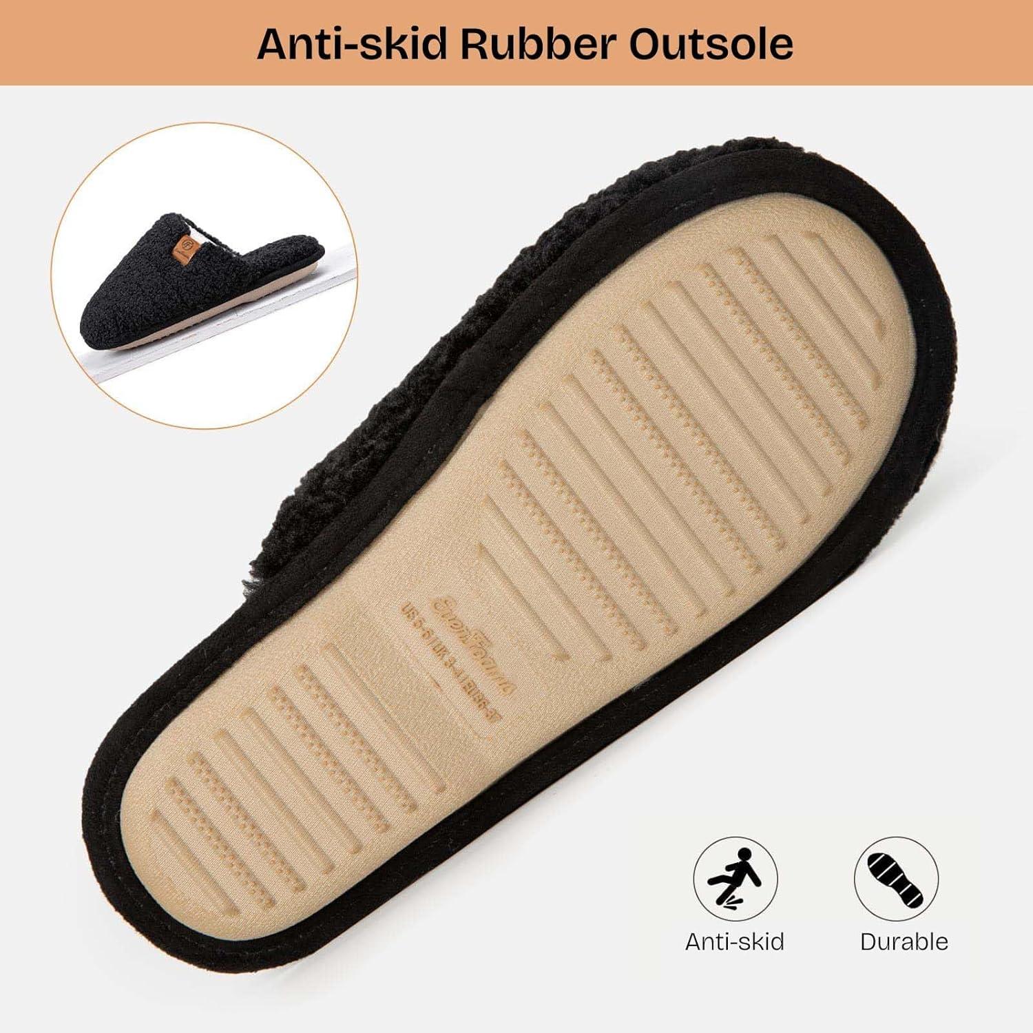 EverFoams Women’s Slippers Set- Microsuede Slippers(Tan, Size 7-8) – Fuzzy Slip-on Slippers(Black, Size 7-8)