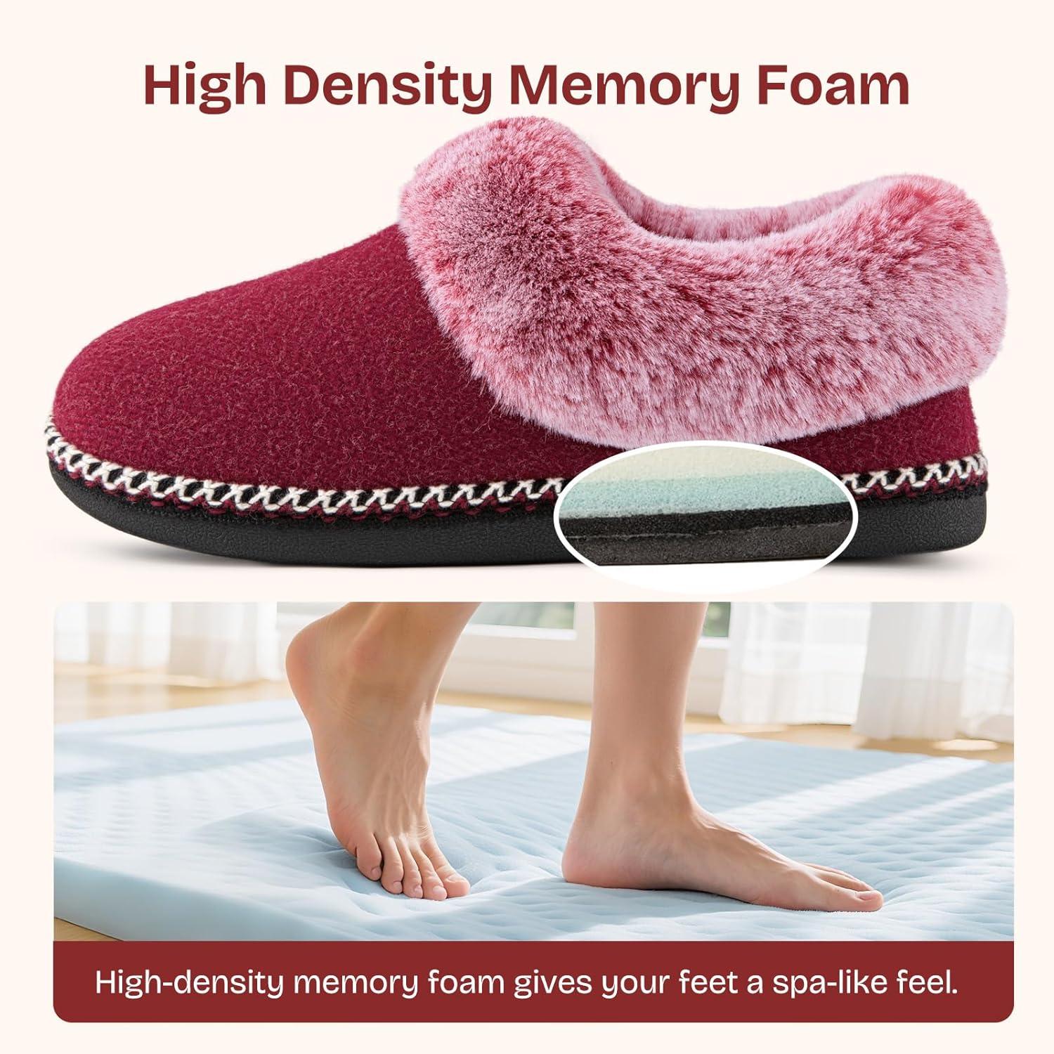 EverFoams Women’s Set of 2 Pairs – Women’s Bootie Slippers (Size 10, Burgundy) – Microsuede Cozy Memory Foam Slippers (Size 10, Baby Pink)
