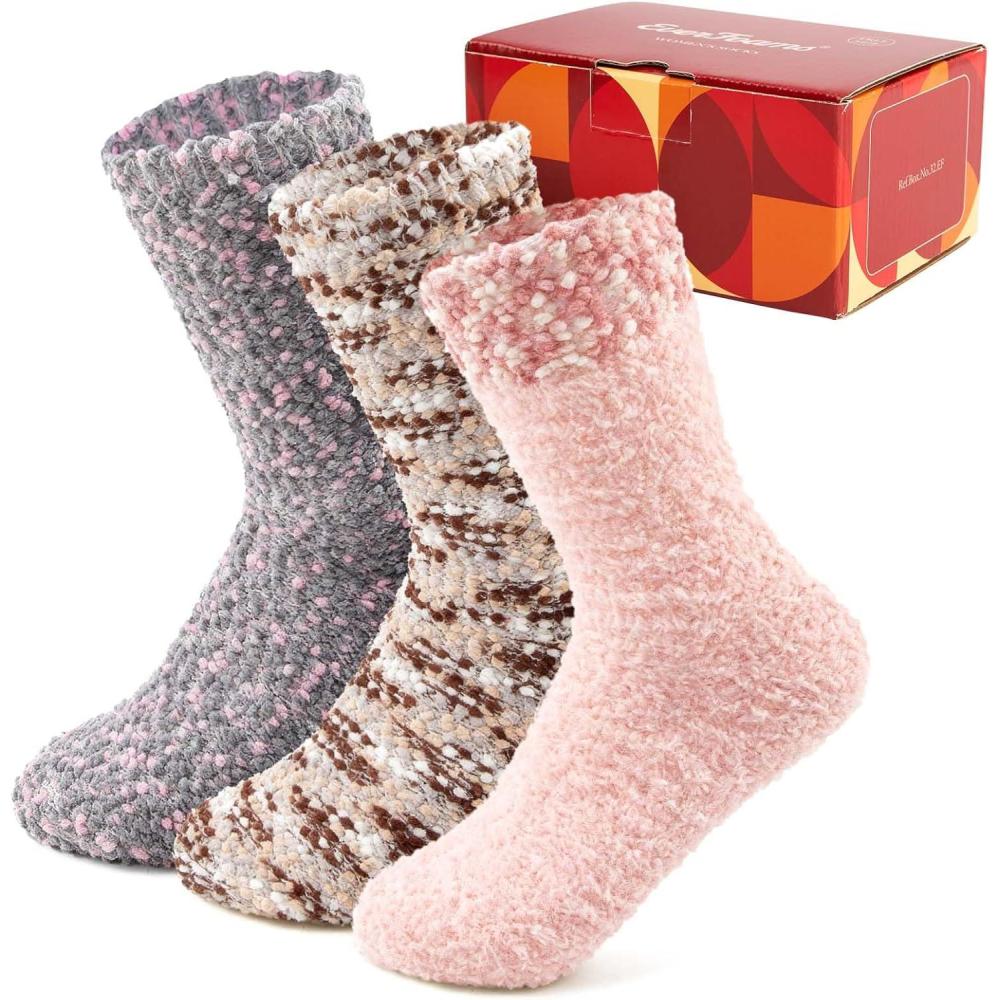 EverFoams Cozy Chenille Socks 3-Pair Set(Misty Pastels)