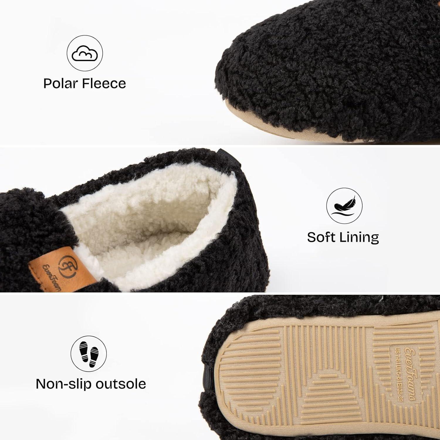 EverFoams Warm Women’s Slippers Socks Set – Soft Full Cozy Loafer Slippers (Size 8.5, Black) – Cozy Chenille Socks 3-Pair Set (Free Size, Fairy Fluff)