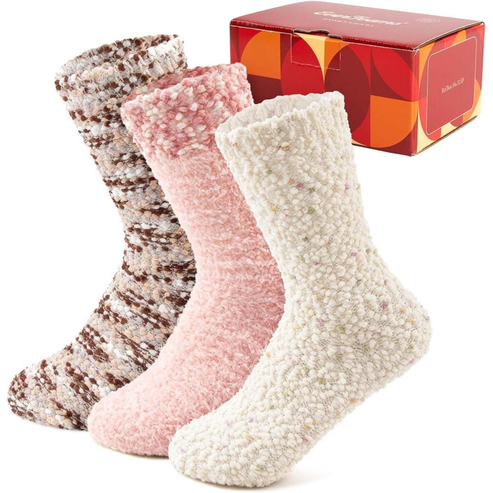 EverFoams Cozy Chenille Socks 3-Pair Set(Cute Girly)