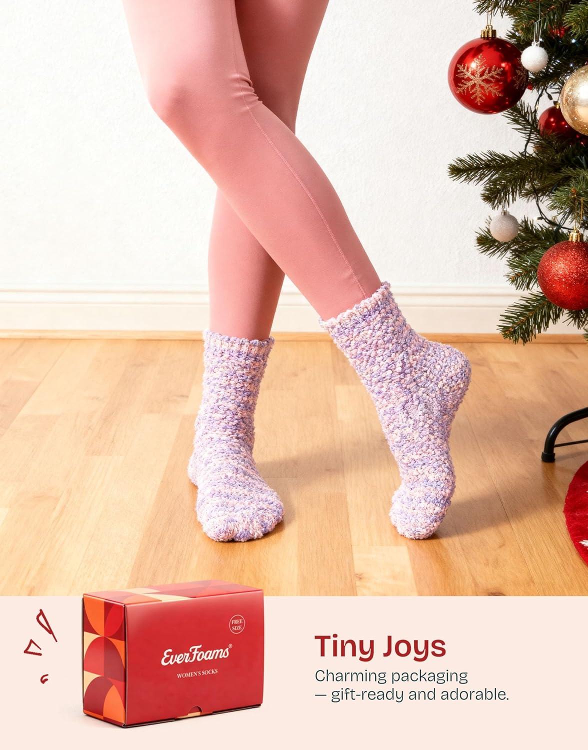 EverFoams Women’s Winer Slipper Socks Set – Women’s Bootie Slippers (Size 8, Purple) – Cozy Chenille Socks 3-Pair Set (Free Size, Fairy Fluff)