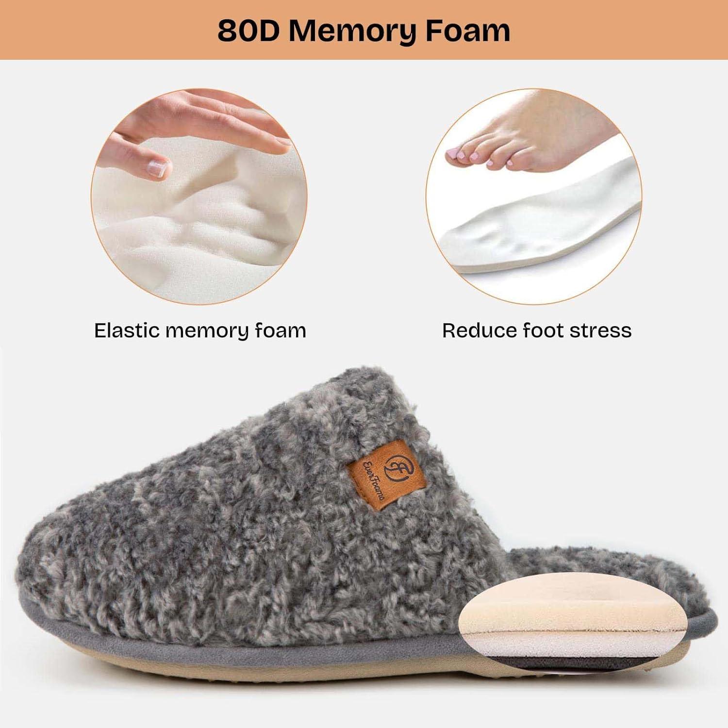 EverFoams Women’s Slippers Set- Microsuede Slippers(Grey, Size 9-10) – Fuzzy Slip-on Slippers(Grey, Size 9-10)