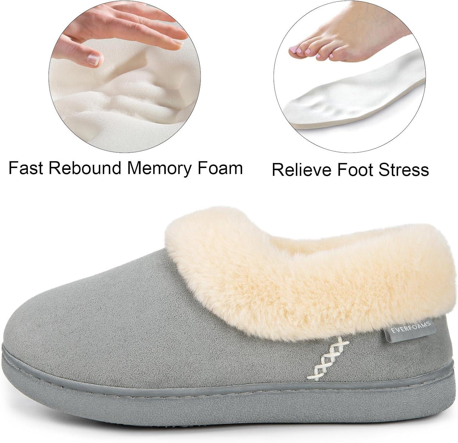 EverFoams Women’s Slippers Set- Microsuede Slippers(Grey, Size 9-10) – Fuzzy Slip-on Slippers(Grey, Size 9-10)