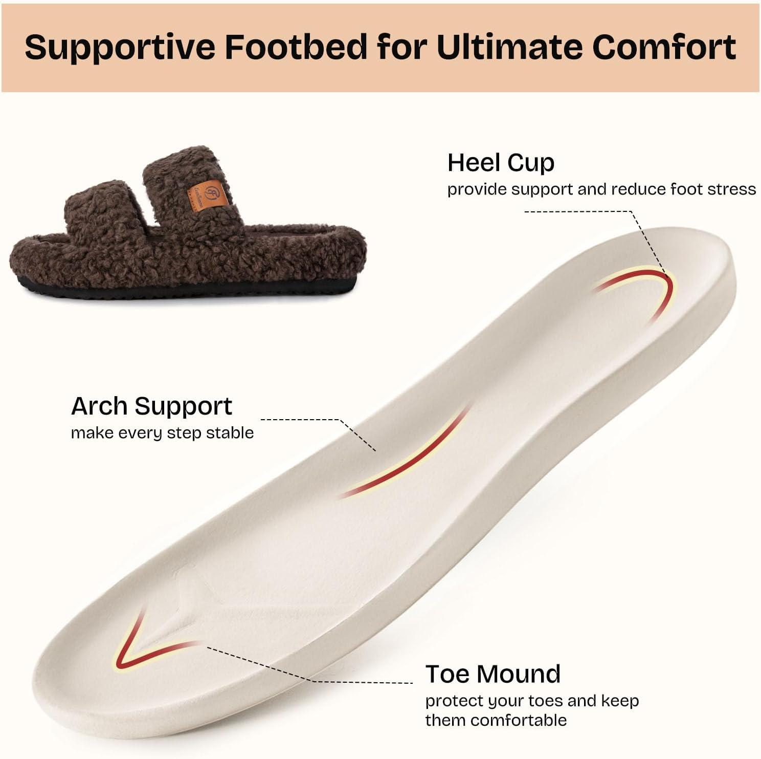 EverFoams Women’s Slipper Socks Combo – Fuzzy Open-toe Slippers (Size 9-10, Mocha) – Cozy Chenille Socks 3-Pair Set (Free Size, Fairy Fluff)