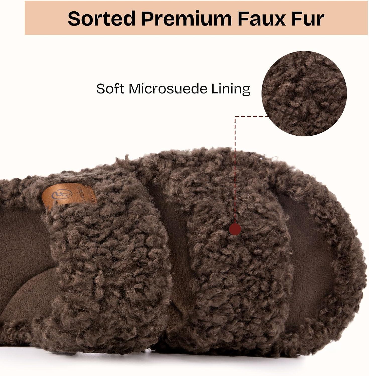 EverFoams Women’s Slipper Socks Combo – Fuzzy Open-toe Slippers (Size 9-10, Mocha) – Cozy Chenille Socks 3-Pair Set (Free Size, Fairy Fluff)