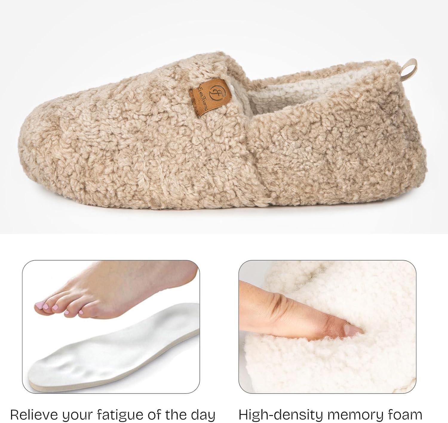 EverFoams Warm Women’s Slippers Socks Set – Soft Full Cozy Loafer Slippers (Size 8.5, Khaki) – Cozy Chenille Socks 3-Pair Set (Free Size, Timeless Mix)