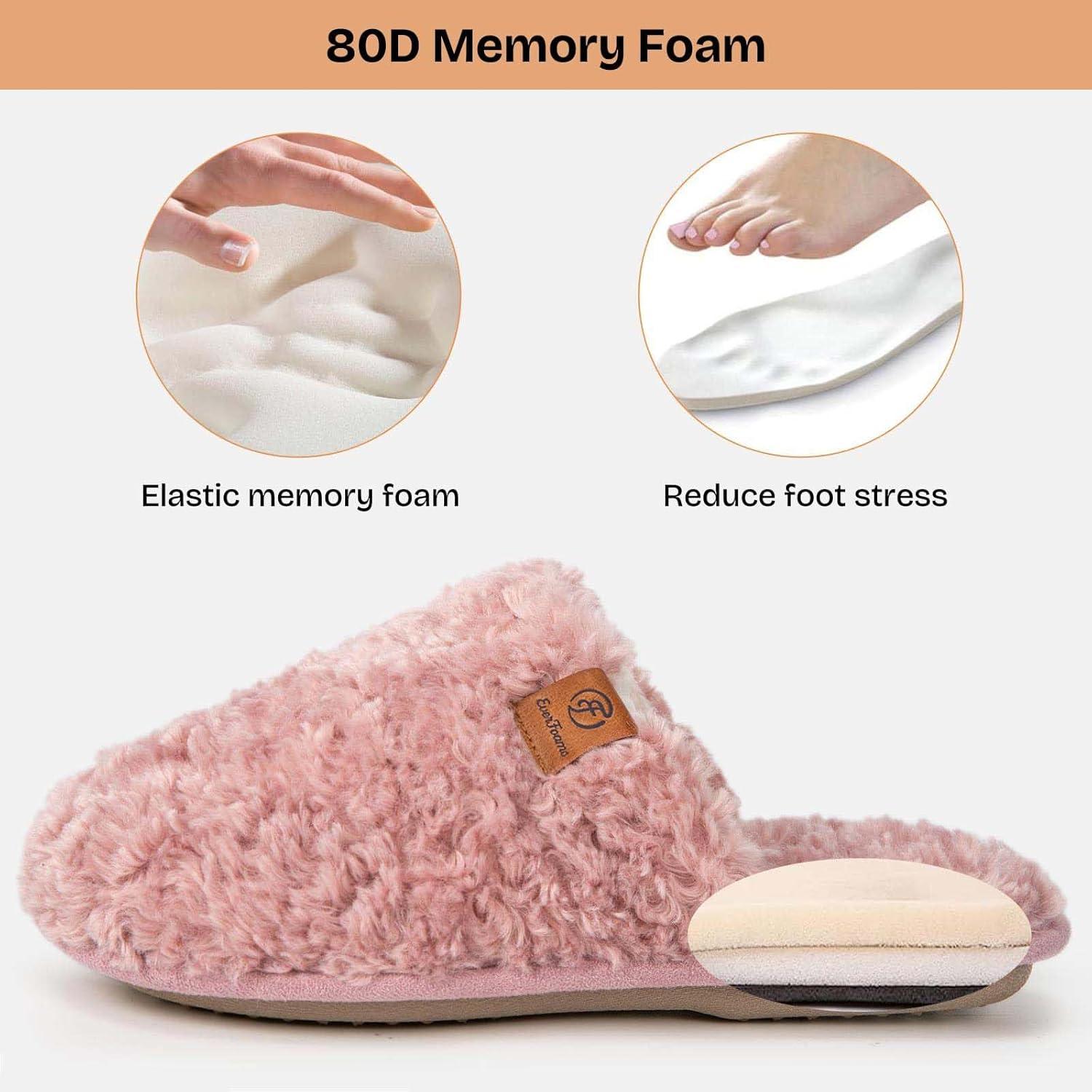 EverFoams Women’s Slippers Set- Microsuede Slippers(Purple, Size 9-10) – Fuzzy Slip-on Slippers(Pink, Size 9-10)