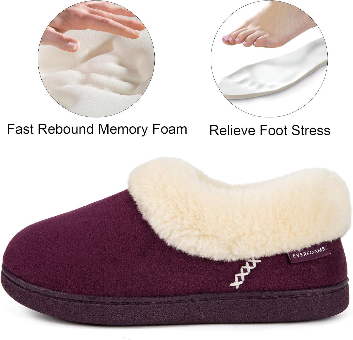 EverFoams Women’s Slippers Set- Microsuede Slippers(Purple, Size 9-10) – Fuzzy Slip-on Slippers(Pink, Size 9-10)