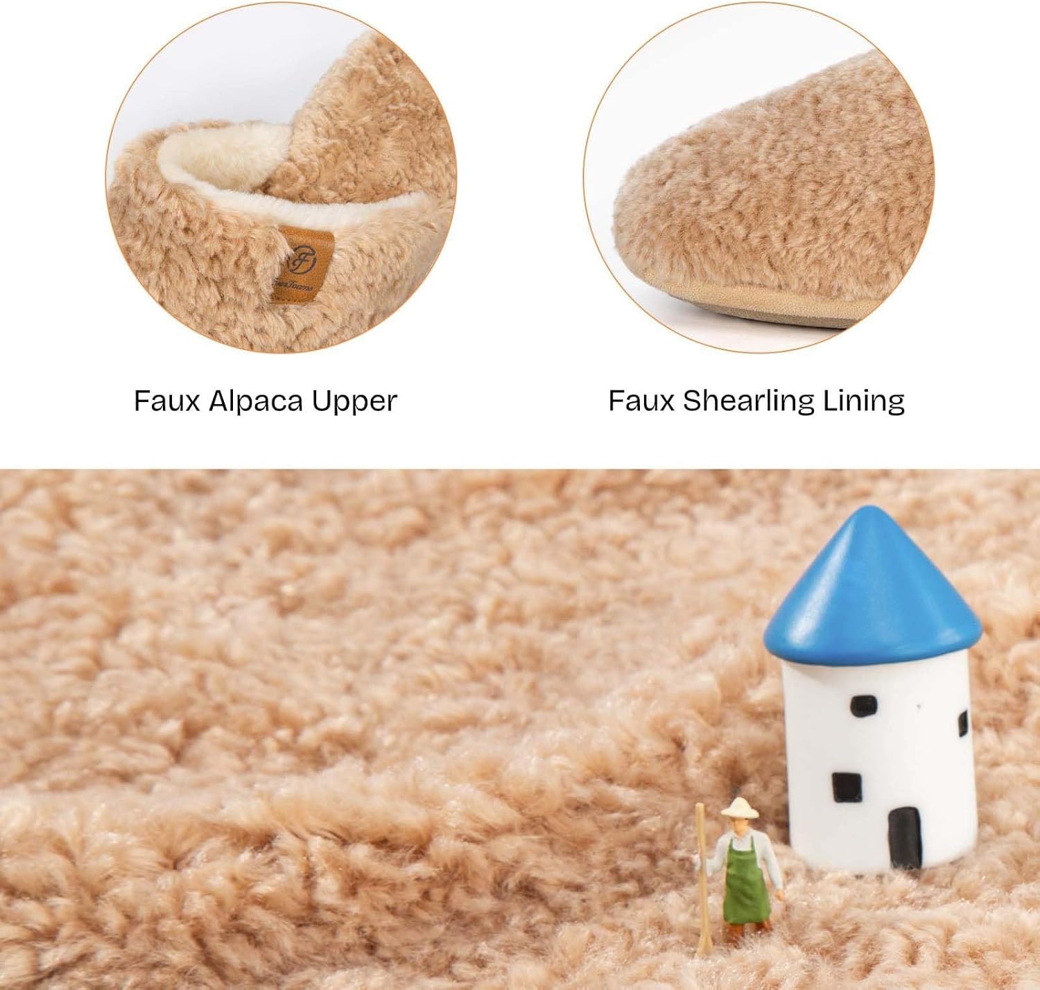 EverFoams Women’s Fuzzy Slippers Warm Cozy Memory Foam Indoor House Shoes(Sand)