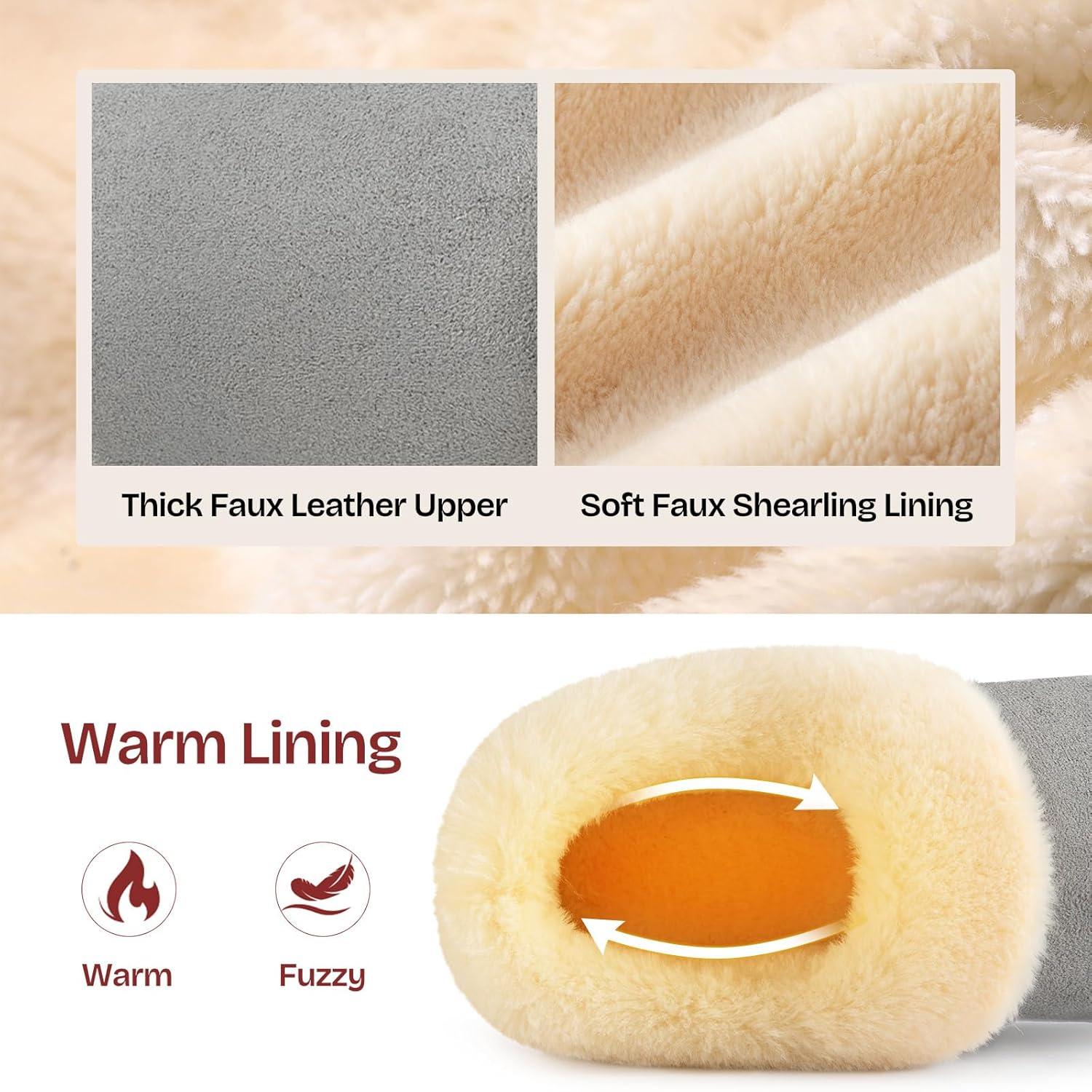 EverFoams Women’s Bootie Slippers Faux Fur Ladies Bedroom House Shoes with Memory Foam and Indoor Outdoor Rubber Sole(Storm Gray)