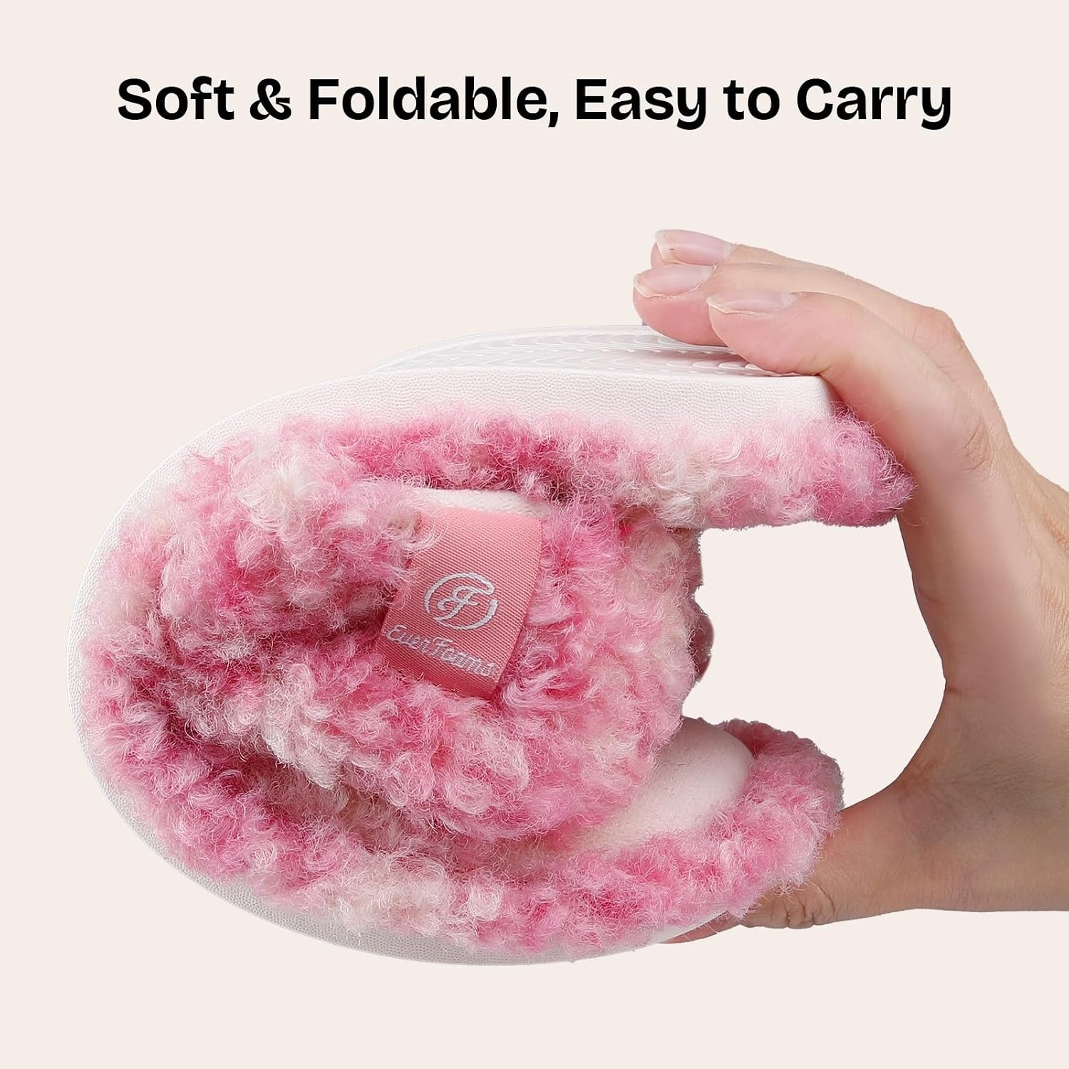 EverFoams Women’s Fuzzy Open Toe Slippers Memory Foam Indoor House Shoes(Whisper Pink Tie-dye)