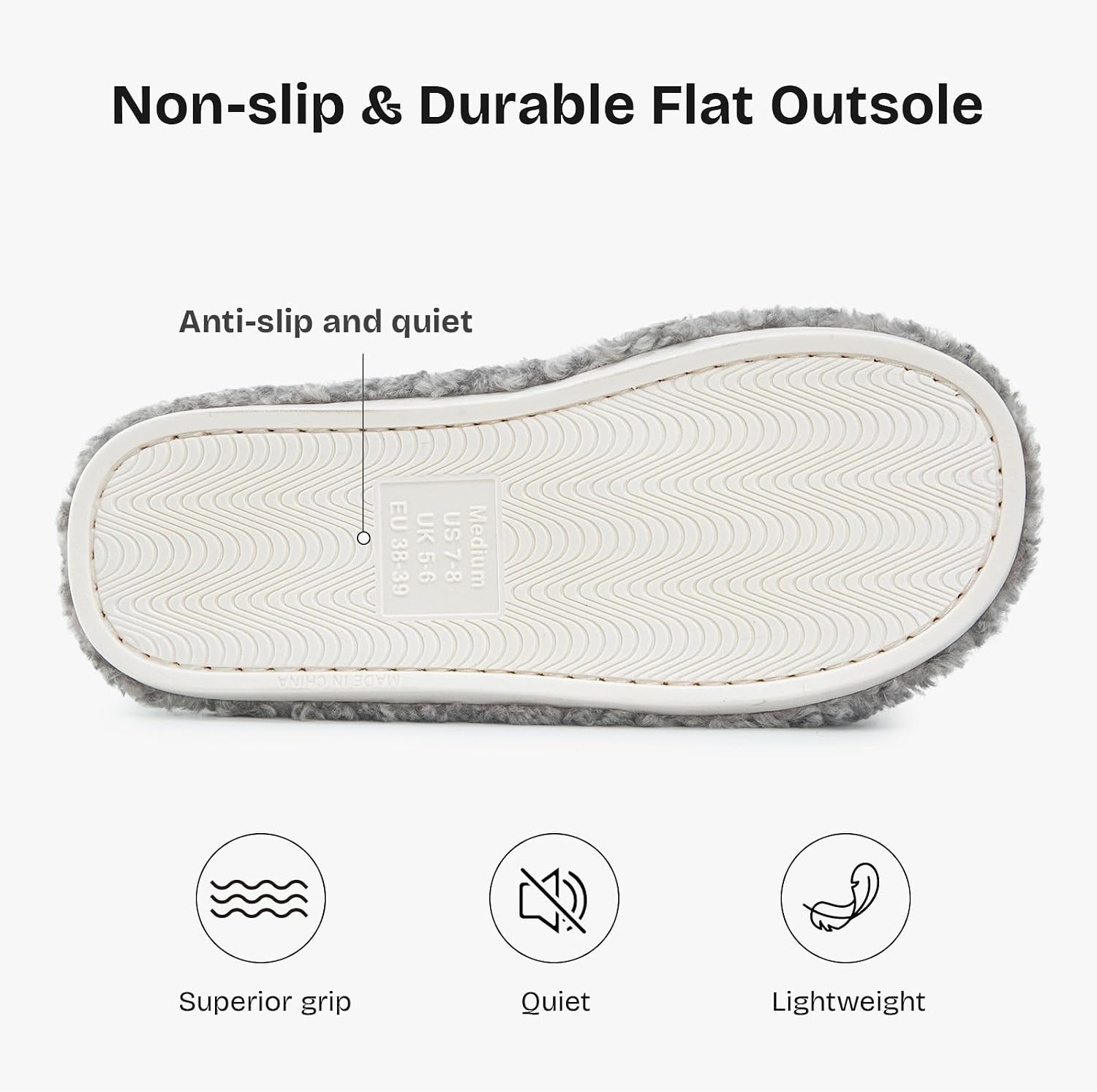 EverFoams Women’s Fuzzy Open Toe Slippers Memory Foam Indoor House Shoes(Ash Weave)