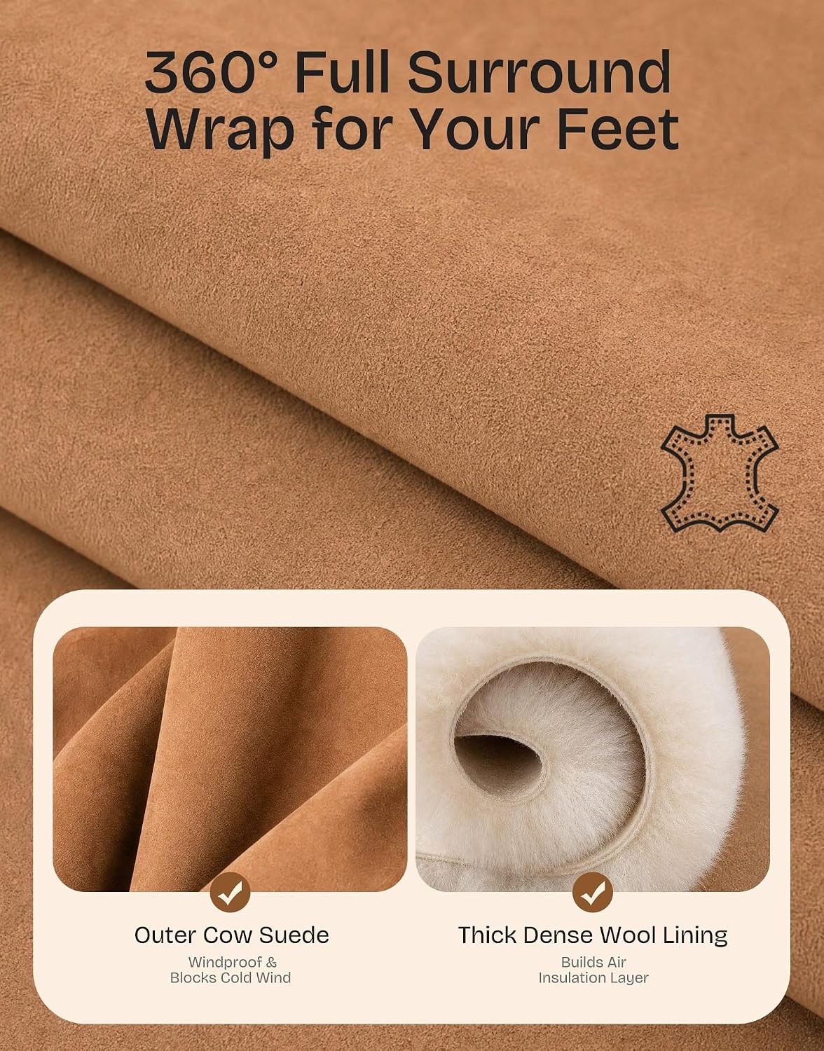 EverFoams Women’s Sheepskin Slippers Suede House Shoes with Plush Collar(Auburn)