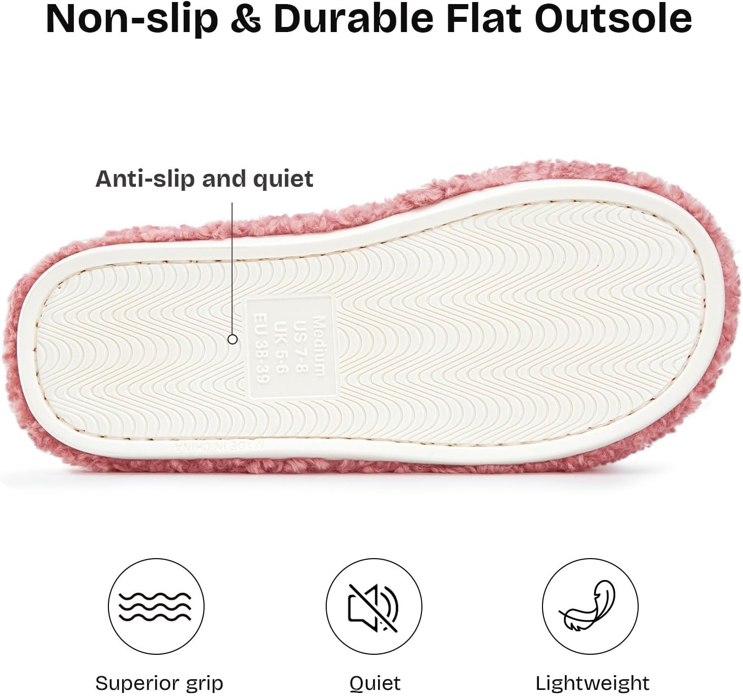 EverFoams Women’s Fuzzy Open Toe Slippers Memory Foam Indoor House Shoes(Blush Weave)
