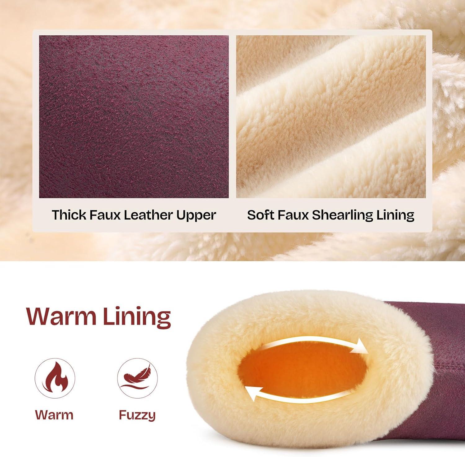EverFoams Women’s Microsuede Cozy Memory Foam Winter Slippers with Fuzzy Faux Fur Collar and Indoor Outdoor Rubber Sole(Purple)