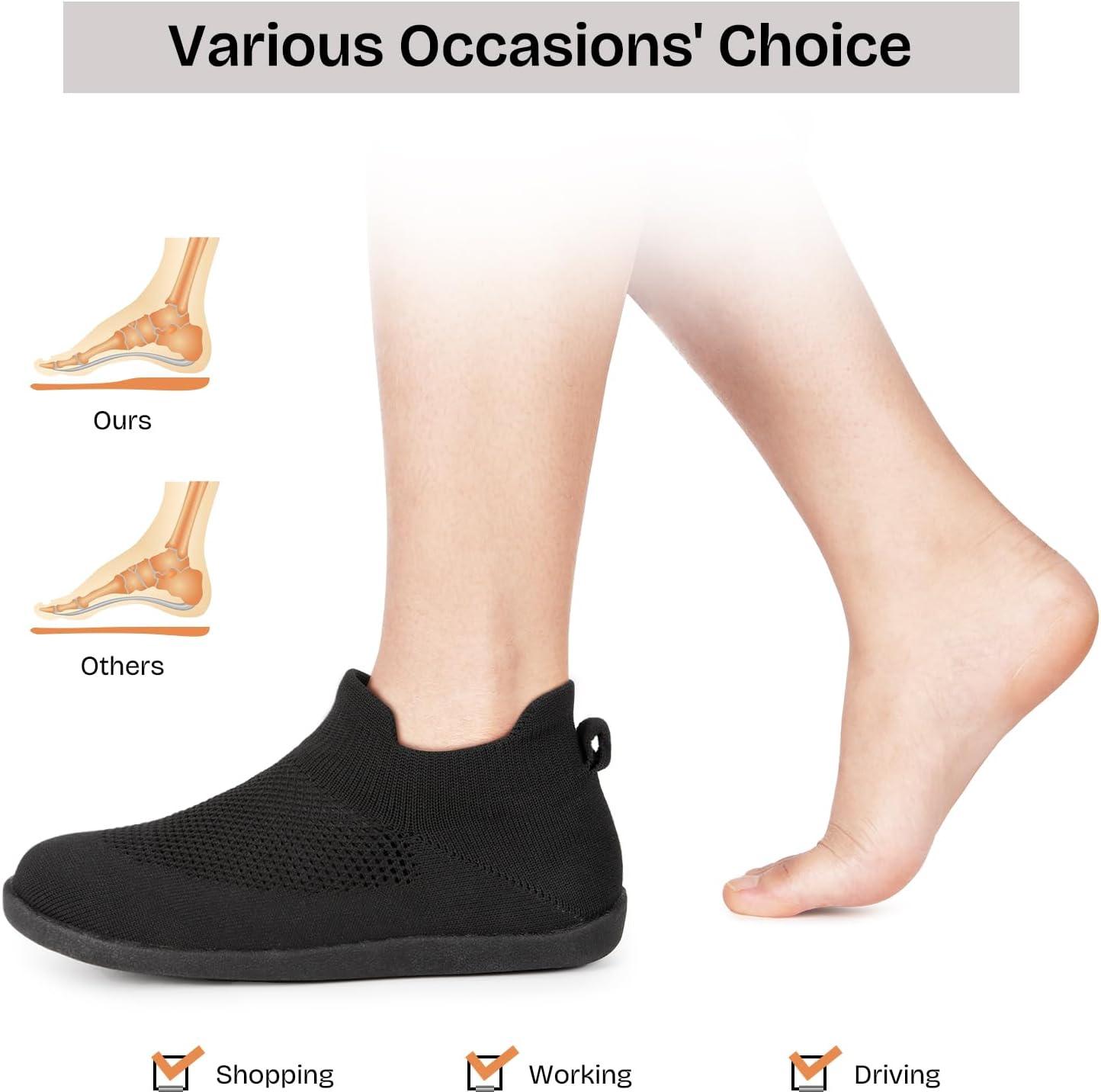 EverFoams Women’s Comfy Sock Weaving Style Loafer Slipper with Ultra Soft Rubber Sole Anti Slip Indoor and Oudoor House Shoes(Carbon Black)