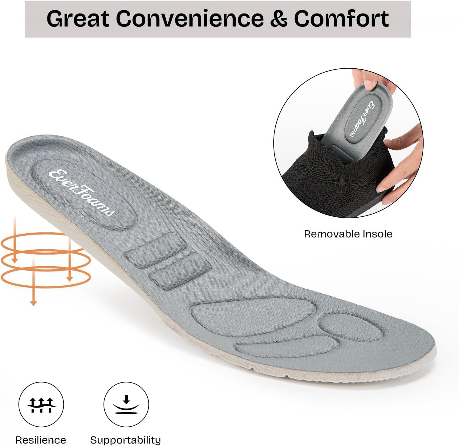 EverFoams Women’s Comfy Sock Weaving Style Loafer Slipper with Ultra Soft Rubber Sole Anti Slip Indoor and Oudoor House Shoes(Carbon Black)