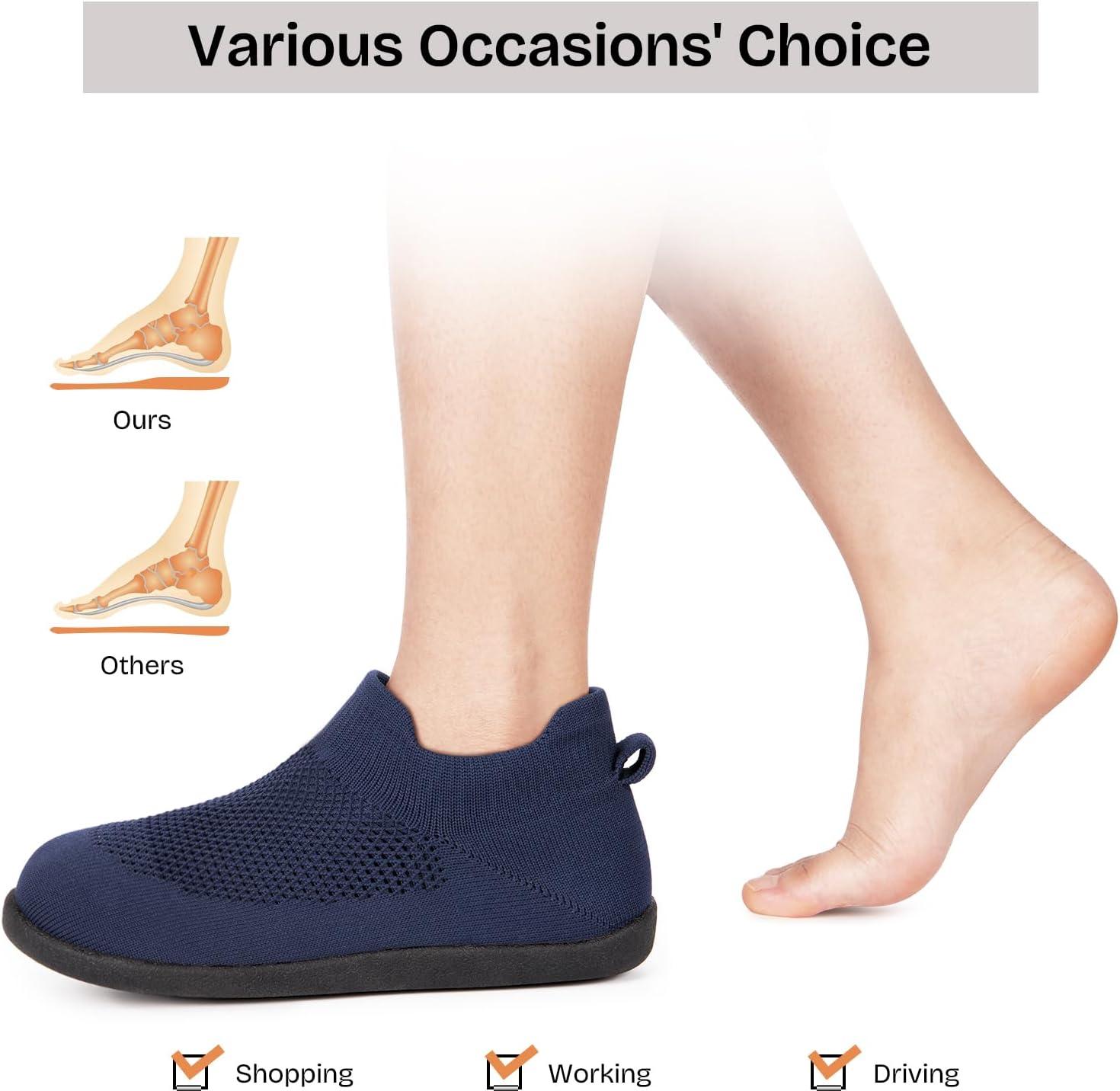 EverFoams Women’s Comfy Sock Weaving Style Loafer Slipper with Ultra Soft Rubber Sole Anti Slip Indoor and Oudoor House Shoes(Neon Navy)