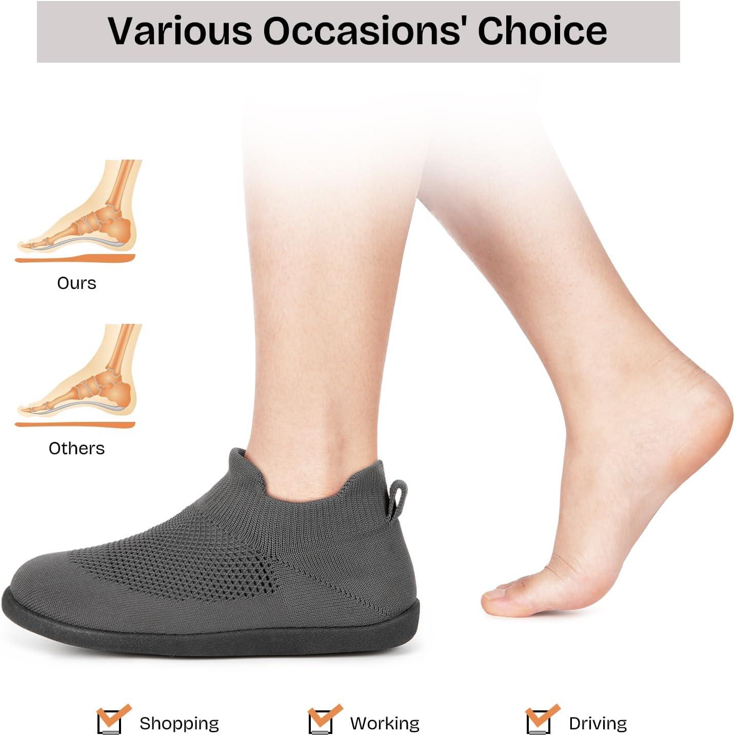 EverFoams Women’s Comfy Sock Weaving Style Loafer Slipper with Ultra Soft Rubber Sole Anti Slip Indoor and Oudoor House Shoes(Dark Gull Grey)