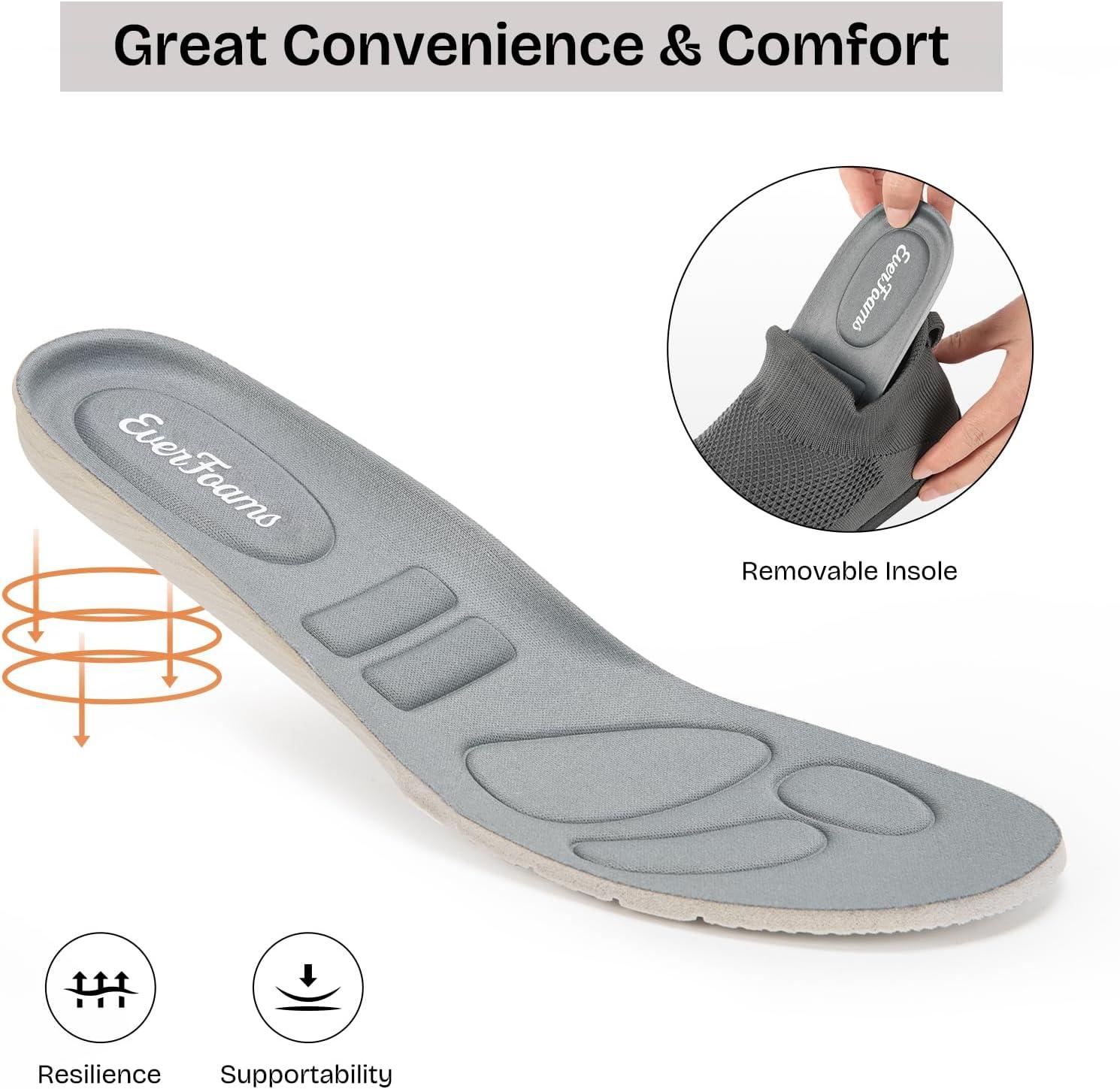 EverFoams Women’s Comfy Sock Weaving Style Loafer Slipper with Ultra Soft Rubber Sole Anti Slip Indoor and Oudoor House Shoes(Dark Gull Grey)